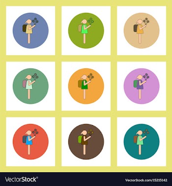 Flat icons set of back to school concept on vector image
