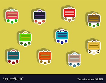 Flat icons set of briefcase and currency concept vector image