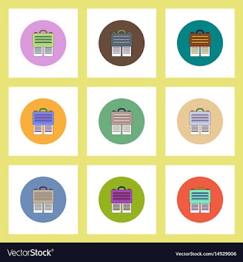 Flat icons set of briefcase and documents concept vector image