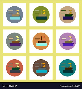 Flat icons set of broken sail in storm concept on vector image