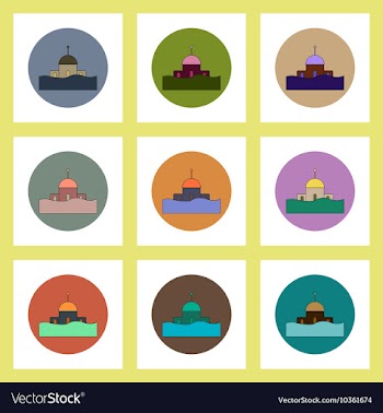 Flat icons set of building that has been flooded vector image
