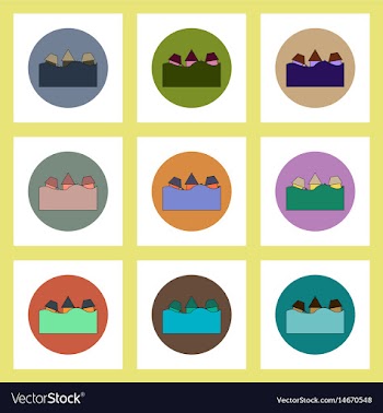 Flat icons set of buildings that has been flooded vector image