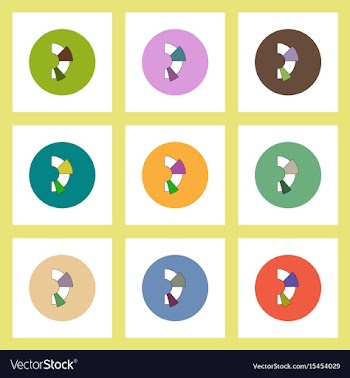Flat icons set of business half pie chart concept vector image