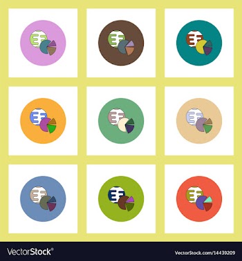 Flat icons set of business pie chart and earth vector image