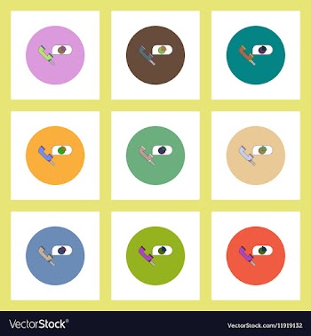Flat icons set of Business pie chart and handset vector image
