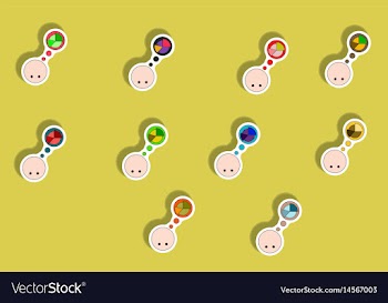Flat icons set of business pie chart and head vector image