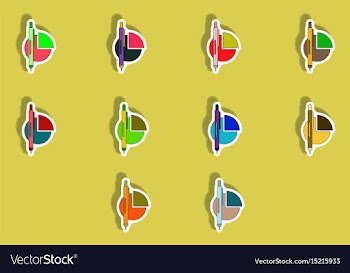 Flat icons set of business pie chart and pen vector image