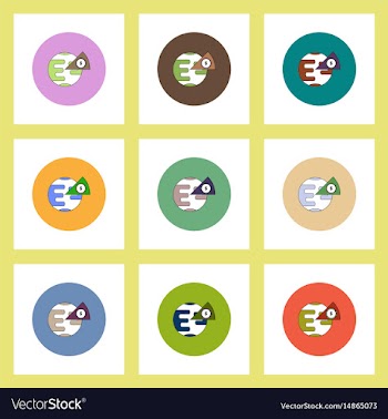 Flat icons set of business pie chart from earth vector image