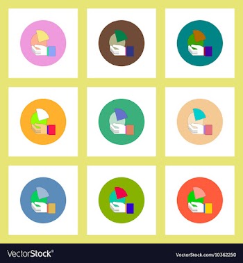 Flat icons set of Business pie chart in hand vector image