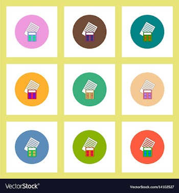 Flat icons set of calculator and blank concept on vector image
