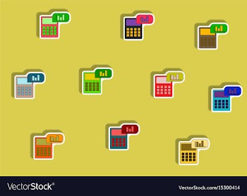 Flat icons set of calculator concept in paper vector image