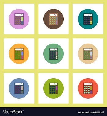 Flat icons set of calculator concept on colorful vector image
