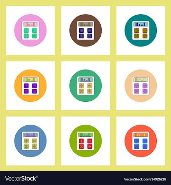 Flat icons set of calculator concept on colorful vector image