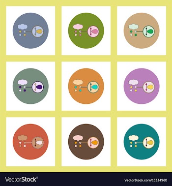 Flat icons set of cloud and volcanic ash structure vector image