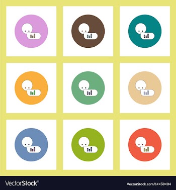 Flat icons set of column chart and head concept on vector image