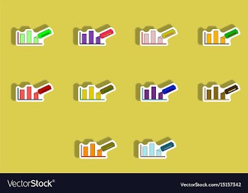 Flat icons set of column chart and paper knife vector image