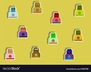 Flat icons set of column chart and printer concept vector image