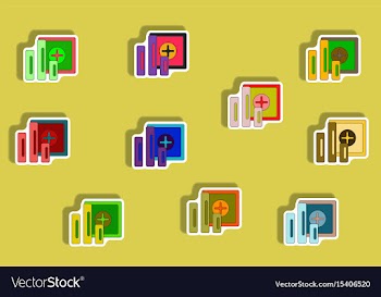 Flat icons set of column chart and safe concept in vector image