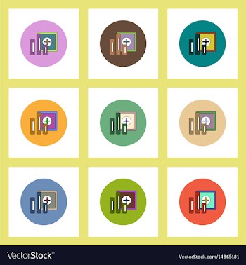 Flat icons set of column chart and safe concept on vector image