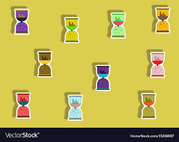 Flat icons set of column chart and sand clock vector image