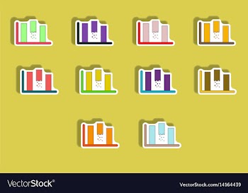 Flat icons set of column chart concept in paper vector image