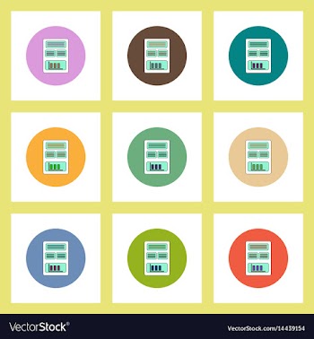 Flat icons set of column chart on blank concept on vector image