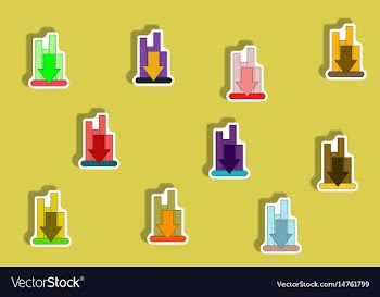 Flat icons set of column chart with arrow down vector image