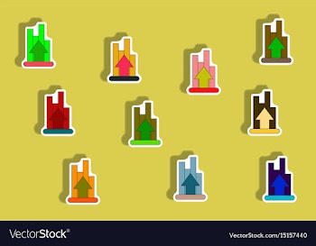 Flat icons set of column chart with arrow up vector image