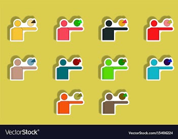 Flat icons set of concept in paper sticker style vector image