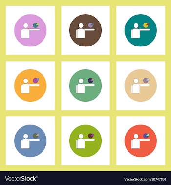 Flat icons set of concept on colorful circles vector image