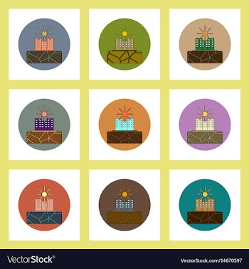 Flat icons set of cracked earth and buildings vector image
