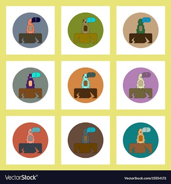 Flat icons set of cracked earth and dog concept on vector image