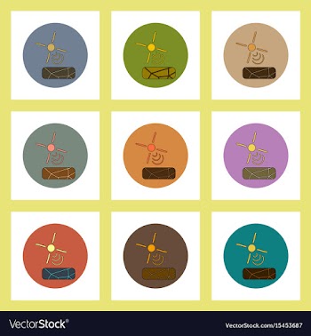 Flat icons set of cracked earth and hot sun vector image