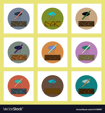 Flat icons set of cracked earth and no rain vector image