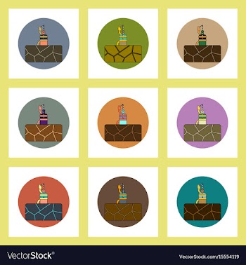 Flat icons set of cracked earth and plant drink vector image