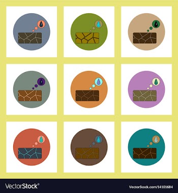 Flat icons set of cracked earth and water drop vector image