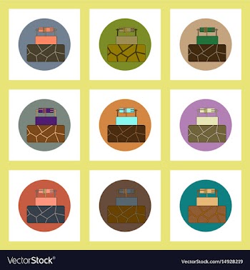 Flat icons set of cracked earth and well concept vector image
