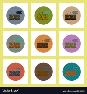 Flat icons set of cracked earth and wind concept vector image