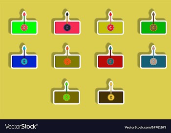 Flat icons set of currency rate concept in paper vector image