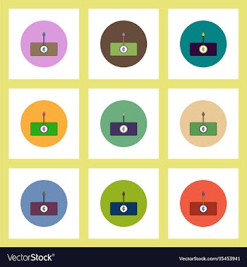 Flat icons set of currency rate concept on vector image