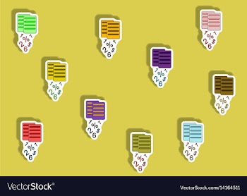 Flat icons set of documents and numbers concept in vector image