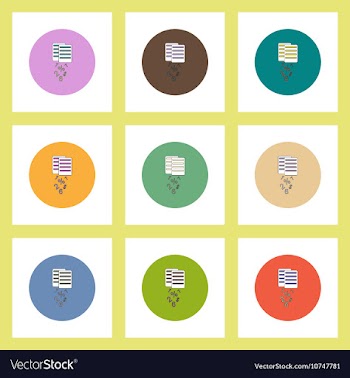 Flat icons set of documents and numbers concept on vector image
