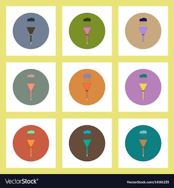 Flat icons set of drain pipe concept on colorful vector image