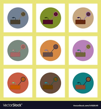 Flat icons set of drought and plant concept on vector image