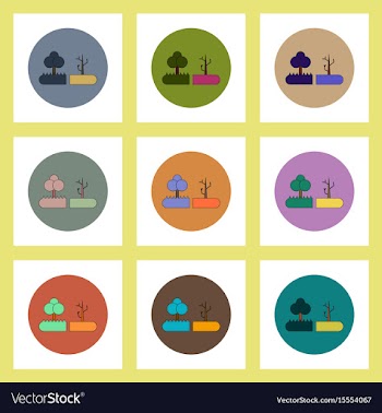 Flat icons set of drought and trees concept on vector image