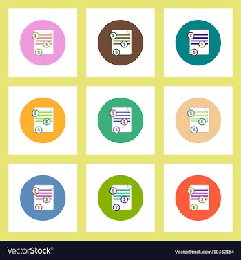 Flat icons set of get money for paper contract vector image
