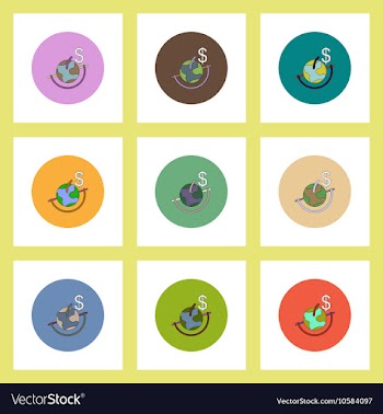 Flat icons set of Global Business concept on vector image