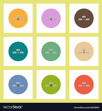 Flat icons set of gold blocks concept on colorful vector image