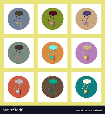 Flat icons set of hail and ruler concept on vector image