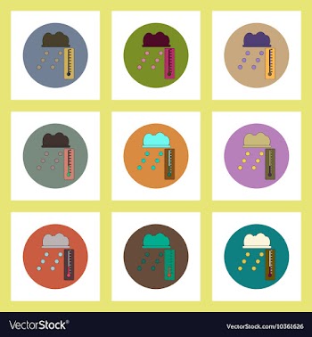 Flat icons set of hail and thermometer concept on vector image